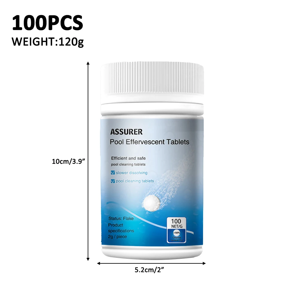 100Pcs/Bottle Pool Cleaning Effervescent Chlorine Tablets Cage Disinfectant Swimming Pool Clarifier Multifunctional Cleaner
100Pcs/Bottle Pool Cleaning Effervescent Chlorine Tablets Cage Disinfectant Swimming Pool Clarifier Multifunctional Cleaner