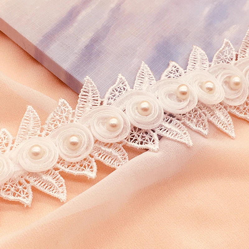 15Yards 3D Chiffon Pearls Flower Embroidered Lace Trim Water Soluble Ribbon Fabric Applique Sewing Supplies Craft Decoration
15Yards 3D Chiffon Pearls Flower Embroidered Lace Trim Water Soluble Ribbon Fabric Applique Sewing Supplies Craft Decoration