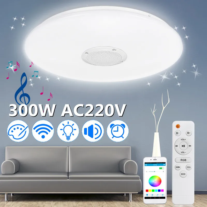 300W RGB Dimmable Music Ceiling Lamp Remote APP Control Ceiling Lights AC220V Home bluetooth Speaker Music Lighting Fixture
300W RGB Dimmable Music Ceiling Lamp Remote APP Control Ceiling Lights AC220V Home bluetooth Speaker Music Lighting Fixture
