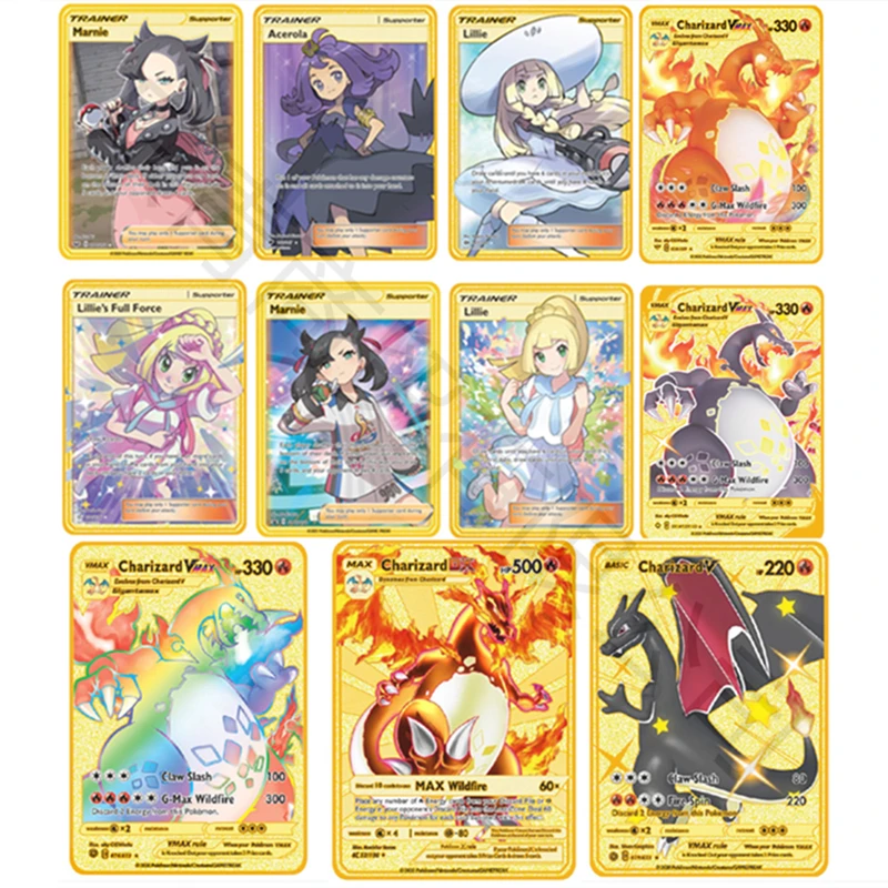New Pokemon Charizard Vmax Trainer GX Shiny Gold Metal Card Game Tag Team Fighting Ordering Collect Series Child Christmas Gift
New Pokemon Charizard Vmax Trainer GX Shiny Gold Metal Card Game Tag Team Fighting Ordering Collect Series Child Christmas Gift