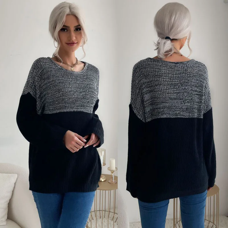 Womens Winter Sweaters Fall 2021 New Color-blocking Loose Sweater Knit Womens Plus Size Knit Pullover Autumn O-Neck New
Womens Winter Sweaters Fall 2021 New Color-blocking Loose Sweater Knit Womens Plus Size Knit Pullover Autumn O-Neck New