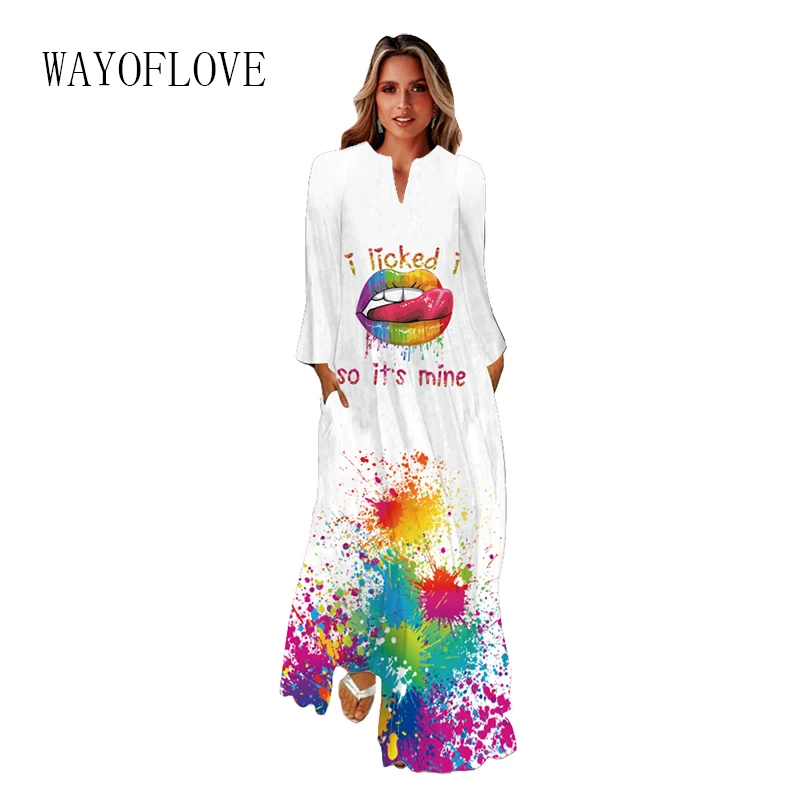 WAYOFLOVE Autumn Winter Long Dress White V Neck Casual Long Sleeve Mouth Print Dresses Woman Elegant Party Dresses Beach Holiday
WAYOFLOVE Autumn Winter Long Dress White V Neck Casual Long Sleeve Mouth Print Dresses Woman Elegant Party Dresses Beach Holiday