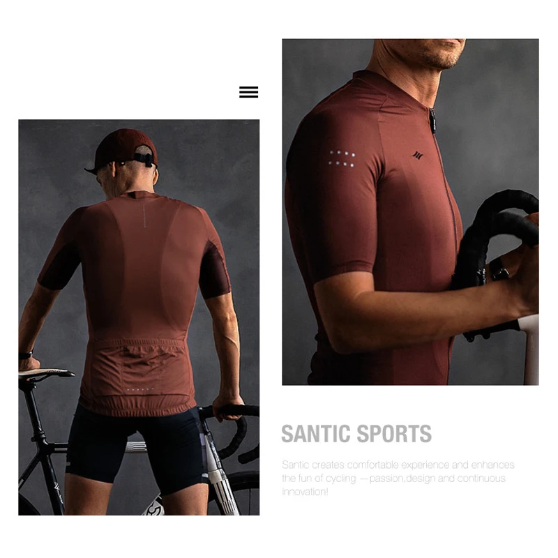 Мужская бесшовная рубашка Santic летняя дышащая ткань с короткими рукавами