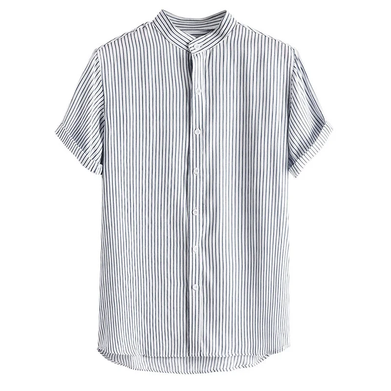 Casual Cotton Linen Shirts Mens Summer Striped Print Short Sleeve Stand Collar White Plain Shirts Loose Plus Size Tops
Casual Cotton Linen Shirts Mens Summer Striped Print Short Sleeve Stand Collar White Plain Shirts Loose Plus Size Tops
