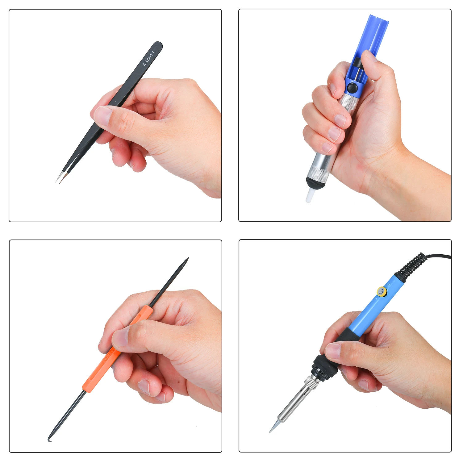 Electric Soldering Iron Kit 60W Adjustable Temperature Welding Tool with 5 Piece Soldering Iron Tips Portable PU Carry Bag
Electric Soldering Iron Kit 60W Adjustable Temperature Welding Tool with 5 Piece Soldering Iron Tips Portable PU Carry Bag