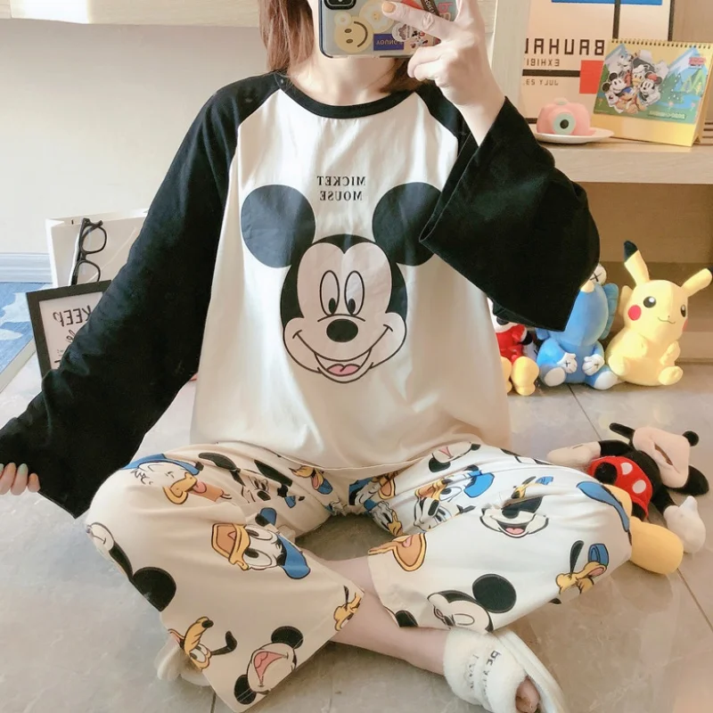Женская одежда для сна Disney, милый брючный комплект с Микки Маусом, пижамный комплект для женщин, милый топ с длинным рукавом и штаны, осенняя ...
Женская одежда для сна Disney, милый брючный комплект с Микки Маусом, пижамный комплект для женщин, милый топ с длинным рукавом и штаны, осенняя ...