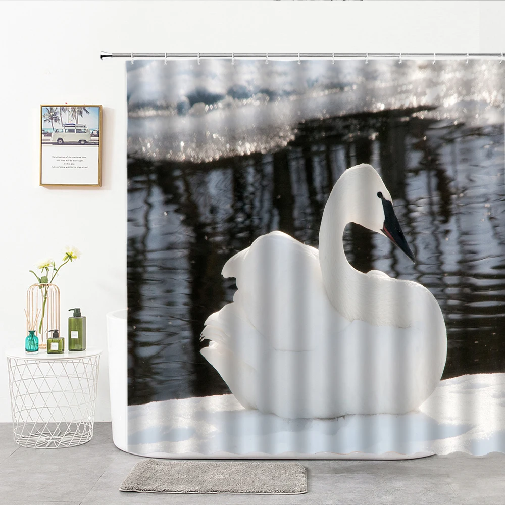 3D White Swan Shower curtain Bathroom Curtains Water Composed Animal Pattern Living Room Bedroom Decor Bath Supplies With Hook
3D White Swan Shower curtain Bathroom Curtains Water Composed Animal Pattern Living Room Bedroom Decor Bath Supplies With Hook