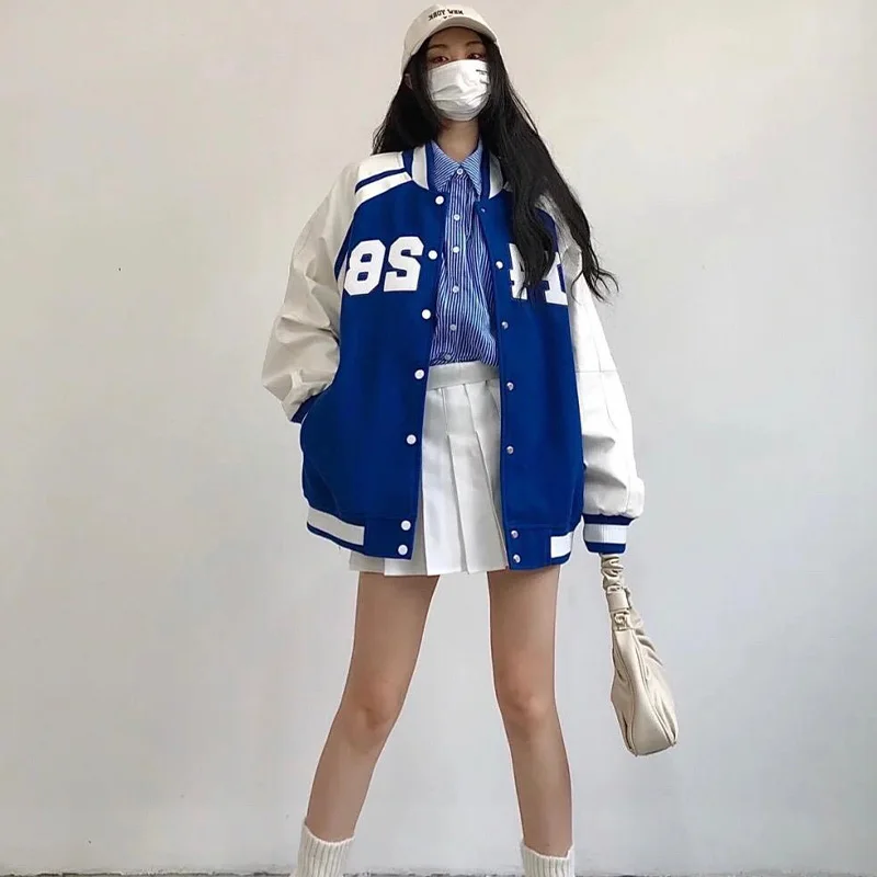 Baseball College Jacket Uniform Women 2021 New Loose Harajuku Autumn Veste Bomber Femme Fall Clothes Casaco Feminino Streetwear
Baseball College Jacket Uniform Women 2021 New Loose Harajuku Autumn Veste Bomber Femme Fall Clothes Casaco Feminino Streetwear