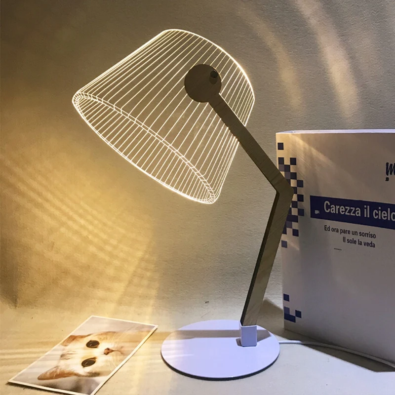 3D Effect Stereo Vision LED Desk Lamp Wood Bracket Acrylic Lampshade LED Lamp Living Room Bedroom Reading Lamp with USB Plug
3D Effect Stereo Vision LED Desk Lamp Wood Bracket Acrylic Lampshade LED Lamp Living Room Bedroom Reading Lamp with USB Plug