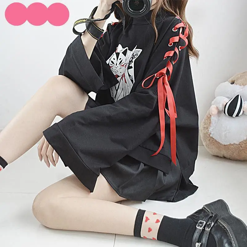 Summer Women's clothing cosplay Anime fox printed cross ribbon Women Lolita Girls' T-shirt harajuku spring Top skirt hoodies
Summer Women's clothing cosplay Anime fox printed cross ribbon Women Lolita Girls' T-shirt harajuku spring Top skirt hoodies