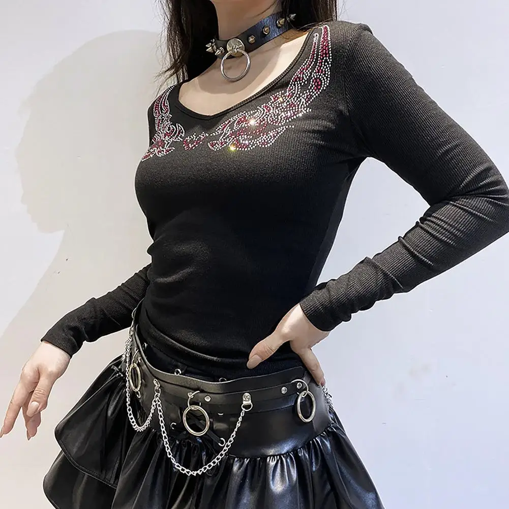 Стразы Угловое крыло готические женские футболки Темный академический E-Girl Черный с длинным рукавом V-образным вырезом тонкий вязаный осенн... 
Стразы Угловое крыло готические женские футболки Темный академический E-Girl Черный с длинным рукавом V-образным вырезом тонкий вязаный осенн...