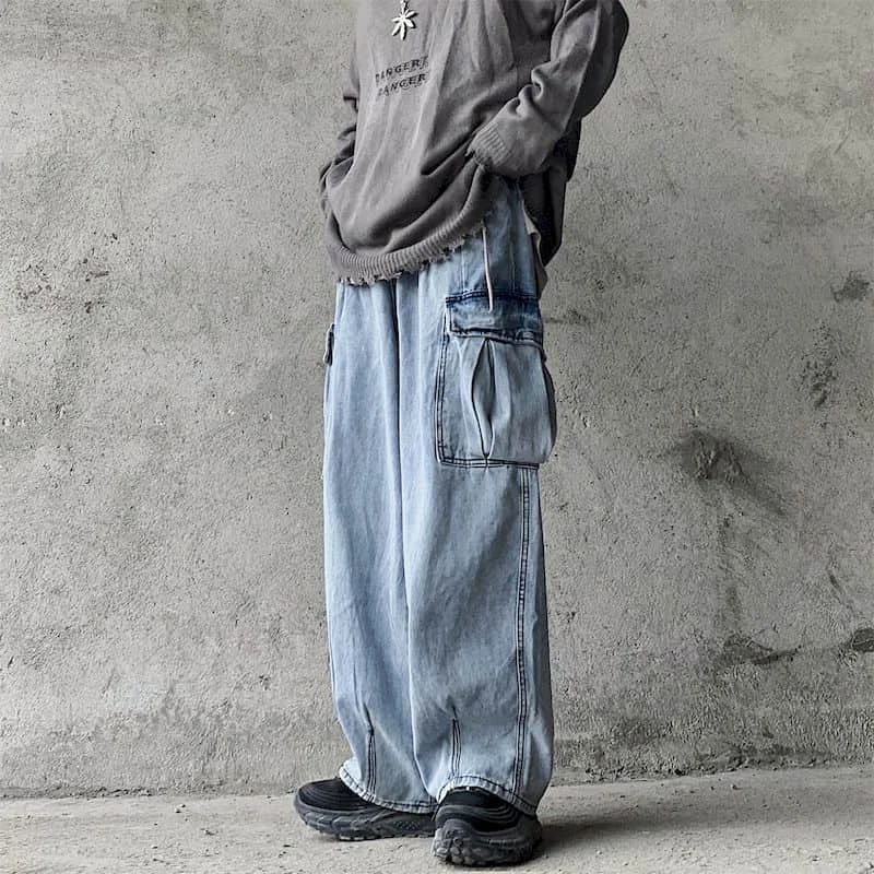 Autumn Spring Harajuku Denim Overalls Men's Jeans Straight Pants Vintage Wide Leg Pants With Pockets Loose High Waist Trousers
Autumn Spring Harajuku Denim Overalls Men's Jeans Straight Pants Vintage Wide Leg Pants With Pockets Loose High Waist Trousers