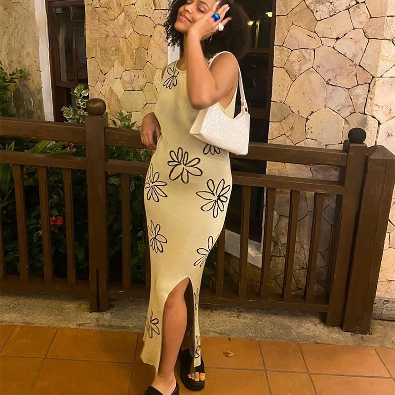 2021 O Neck Knitted Bodycon Dress Women Summer Split Backless Sleeveless Y2K Beach Sexy Midi Party Dresses
2021 O Neck Knitted Bodycon Dress Women Summer Split Backless Sleeveless Y2K Beach Sexy Midi Party Dresses