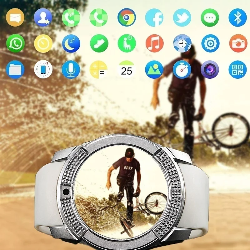 Reloj V8 Смарт-часы для мужчин и женщин круглые часы Поддержка TF SIM-карты вызова