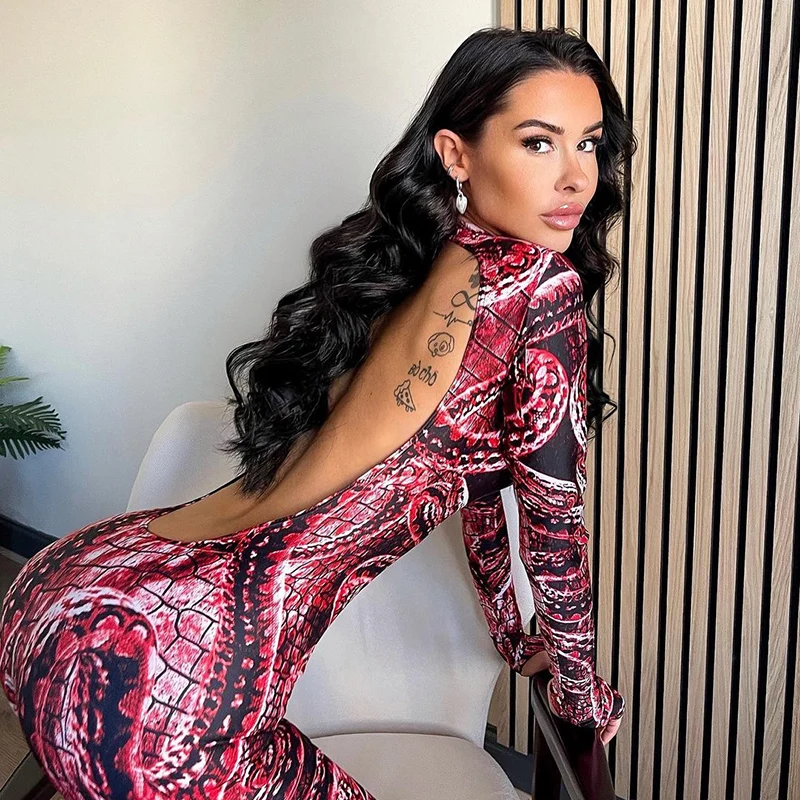 CIBBAR Vintage Print Elegant Turtleneck Jumpsuit Women Sexy Backless Bodycon Hollow Out Long Sleeve Clubwear One Piece Overalls
CIBBAR Vintage Print Elegant Turtleneck Jumpsuit Women Sexy Backless Bodycon Hollow Out Long Sleeve Clubwear One Piece Overalls