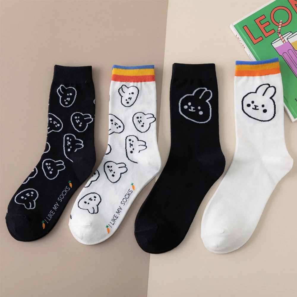 Funny Bunny Cotton Socks for Women Happy Cute Cartoon Pattern White Black Casual Crew Sock New Season Harajuku Style
Funny Bunny Cotton Socks for Women Happy Cute Cartoon Pattern White Black Casual Crew Sock New Season Harajuku Style