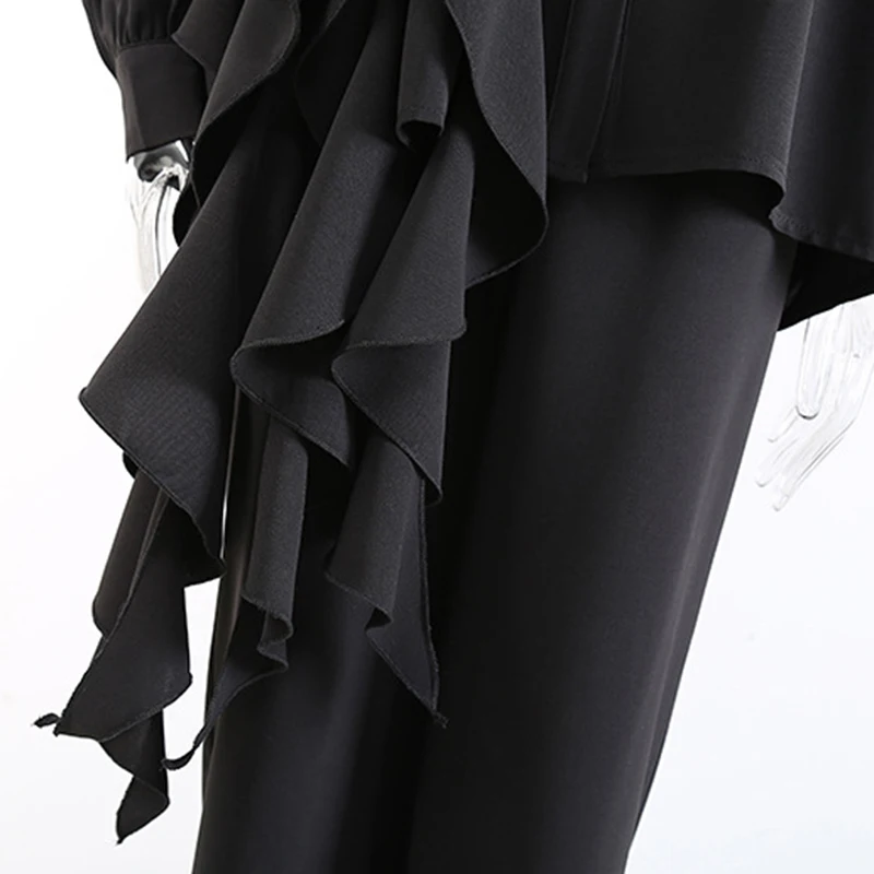 Wide Leg Ruffles Leg Pants Two Piece Suit New Lapel Long Sleeve Black Loose Fit Women Fashion Spring Autumn 2021 1DD2448
Wide Leg Ruffles Leg Pants Two Piece Suit New Lapel Long Sleeve Black Loose Fit Women Fashion Spring Autumn 2021 1DD2448