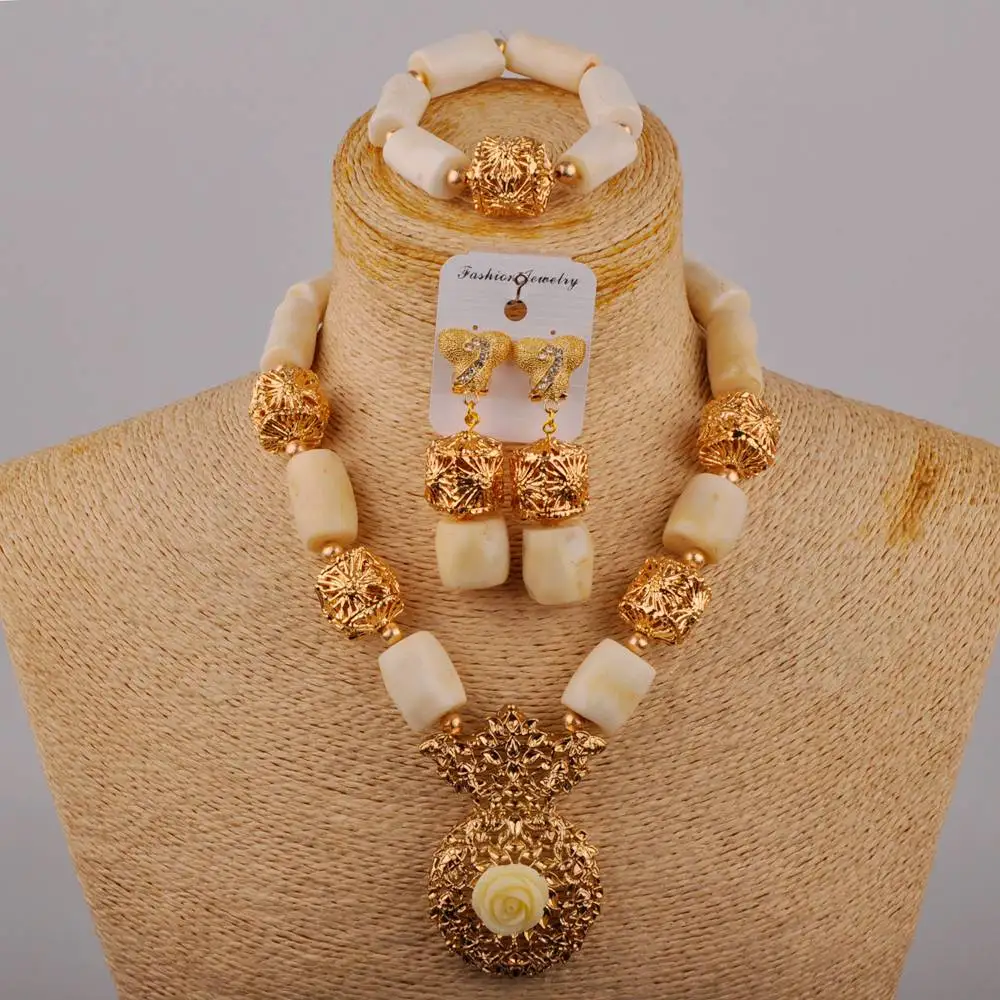 

Natural White Coral Bead Necklace African Wedding Wedding Jewelry Nigerian Bride Wedding Dress Accessories Jewelry Set AU-430