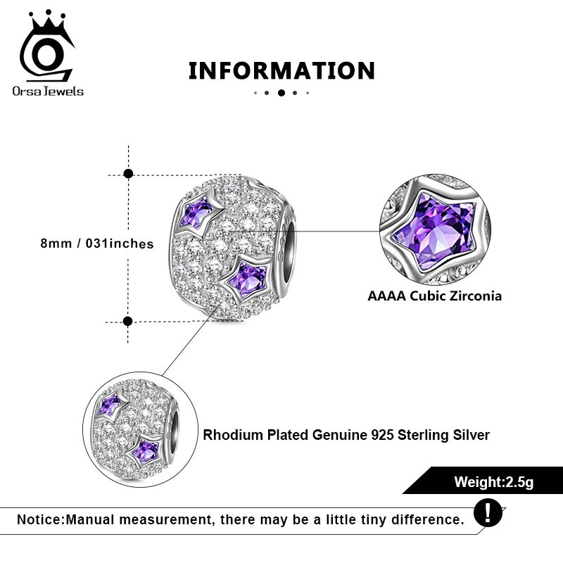 ORSA JEWELS Trendy 925 Sterling Silver Sparkling Charm Beads Pendant Fit Original Charms for Braeclet Necklace Jewelry CB95
ORSA JEWELS Trendy 925 Sterling Silver Sparkling Charm Beads Pendant Fit Original Charms for Braeclet Necklace Jewelry CB95