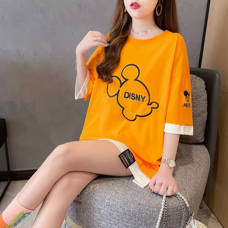 Disney Mickey Mouse Embroidery Graphics Oversized T Shirt Women Loose Streetwear Patchwork Cotton Tops Women 2021 Summer Y2k
Disney Mickey Mouse Embroidery Graphics Oversized T Shirt Women Loose Streetwear Patchwork Cotton Tops Women 2021 Summer Y2k