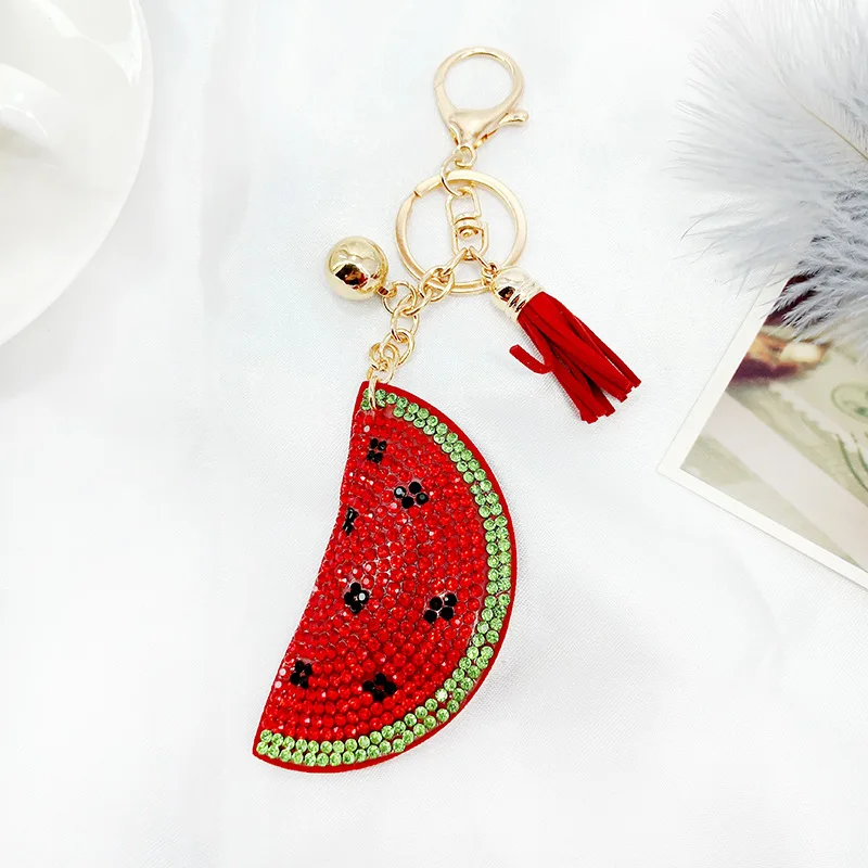 New Korean Flannel Fruit Series Keychain Pendant Creative Rhinestone Watermelon Tassel Ornament Bag Car Accessories Ladies gift 
New Korean Flannel Fruit Series Keychain Pendant Creative Rhinestone Watermelon Tassel Ornament Bag Car Accessories Ladies gift