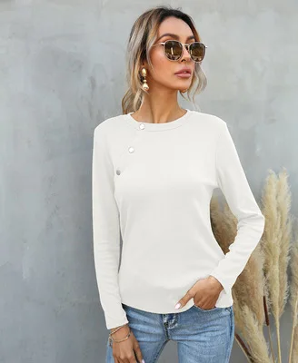 Women's Spring And Autumn Round Neck Button Long Sleeve Fashion Slim Lady Solid Color T-shirt Top
Women's Spring And Autumn Round Neck Button Long Sleeve Fashion Slim Lady Solid Color T-shirt Top