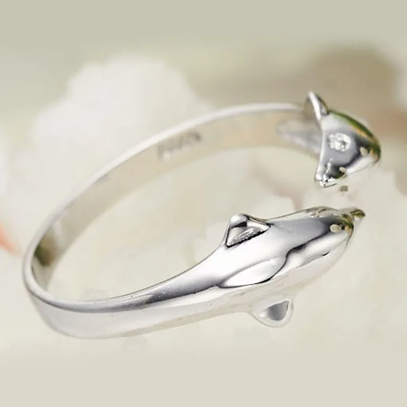 925 Sterling Silver Fashion Charm Dolphins Rings For Women Silver Opening Adjustable Women Ring jz126
925 Sterling Silver Fashion Charm Dolphins Rings For Women Silver Opening Adjustable Women Ring jz126