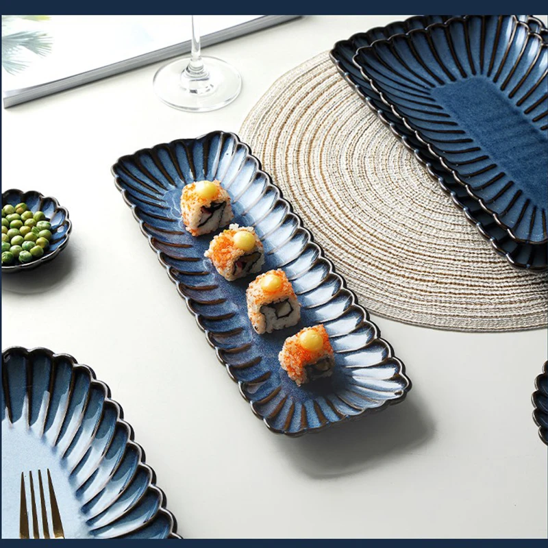 Kiln Change Blue Under-Glaze Ceramic Flower Shape Dishes Dinner Plates For Food Kitchen Utensils Porcelain ECO Dinnerware Sets
Kiln Change Blue Under-Glaze Ceramic Flower Shape Dishes Dinner Plates For Food Kitchen Utensils Porcelain ECO Dinnerware Sets