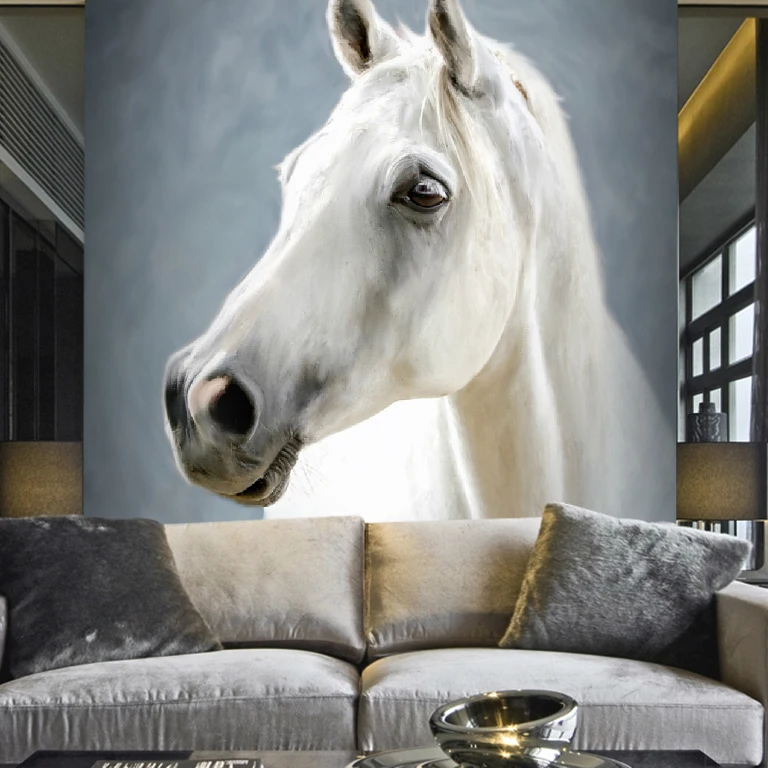 

Horse entrance hallway living room TV backdrop wallpaper painted a large mural painting Custom sizes
