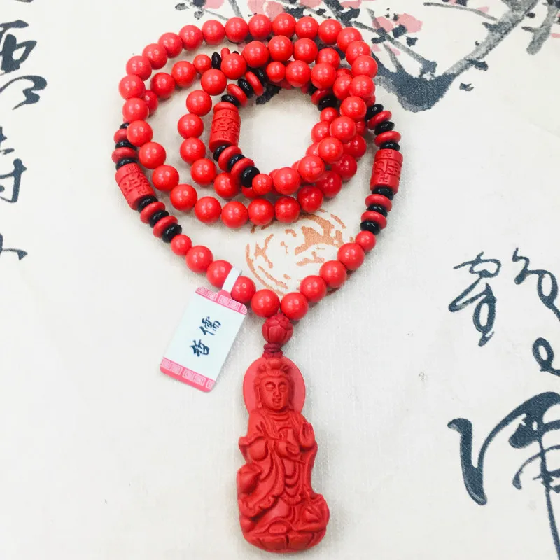 Ювелирные изделия Zheru резная подвеска Guanyin с трехцветной бусиной ожерелье цепь на