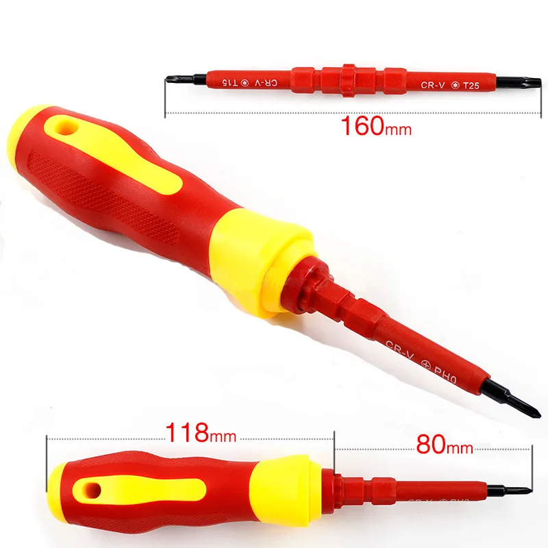 7PCS Screwdriver 500V Insulated Screwdriver Set Multi-Bit Tools Repair Screw Driver with Magnetic Slotted Repairing Tools
7PCS Screwdriver 500V Insulated Screwdriver Set Multi-Bit Tools Repair Screw Driver with Magnetic Slotted Repairing Tools