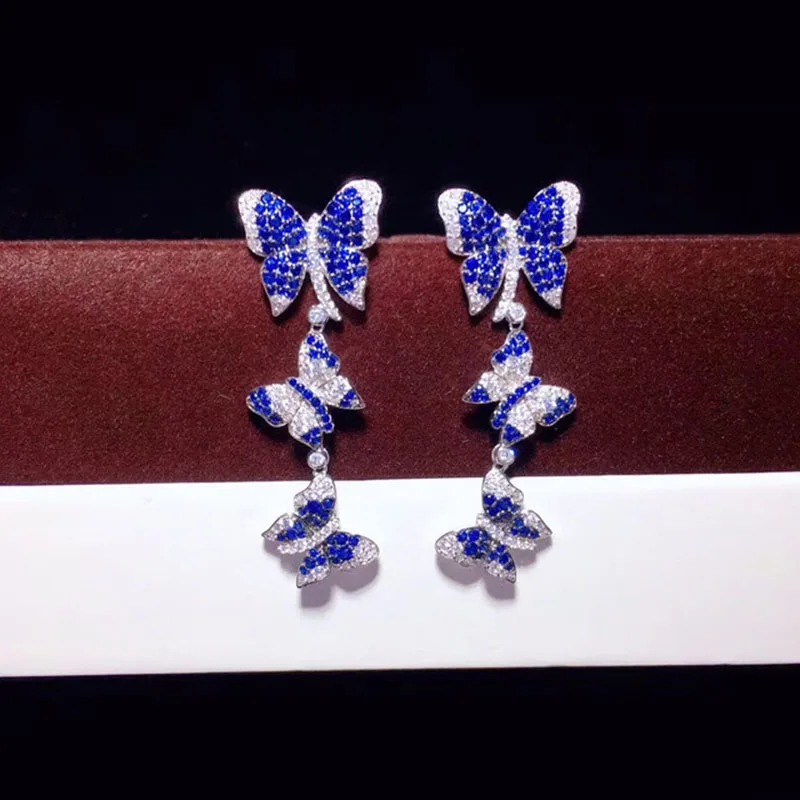 925 Sterling Silver Fine Three Butterfly Drop Earrings Hand-inlaid High Carbon Diamond Micro-inlaid Earrings For Women Jewelry
925 Sterling Silver Fine Three Butterfly Drop Earrings Hand-inlaid High Carbon Diamond Micro-inlaid Earrings For Women Jewelry