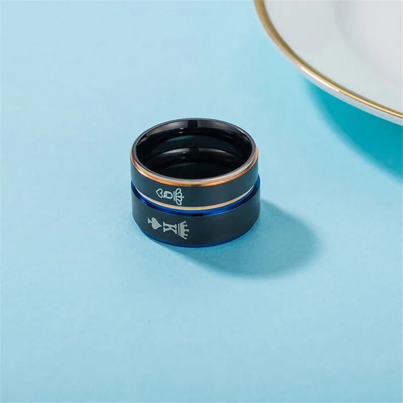 Simple Two-Color Couples King and Queen Ring Black Titanium Steel Promise Wedding Jewelry | Украшения и аксессуары