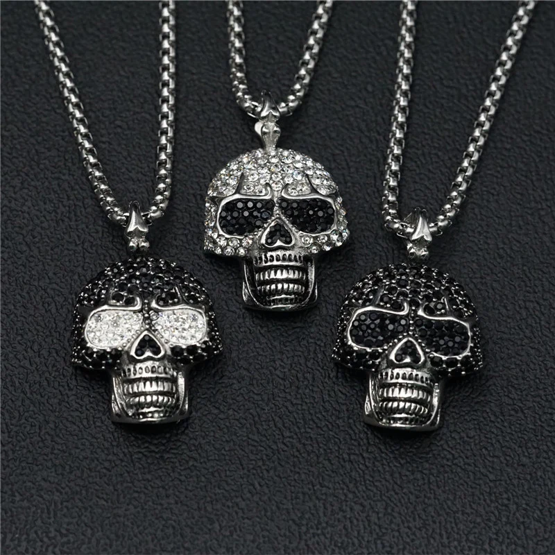 Vintage three-color trend wear full of rhinestone skull personality punk men's pendant necklace jewelry accessories wholesale
Vintage three-color trend wear full of rhinestone skull personality punk men's pendant necklace jewelry accessories wholesale