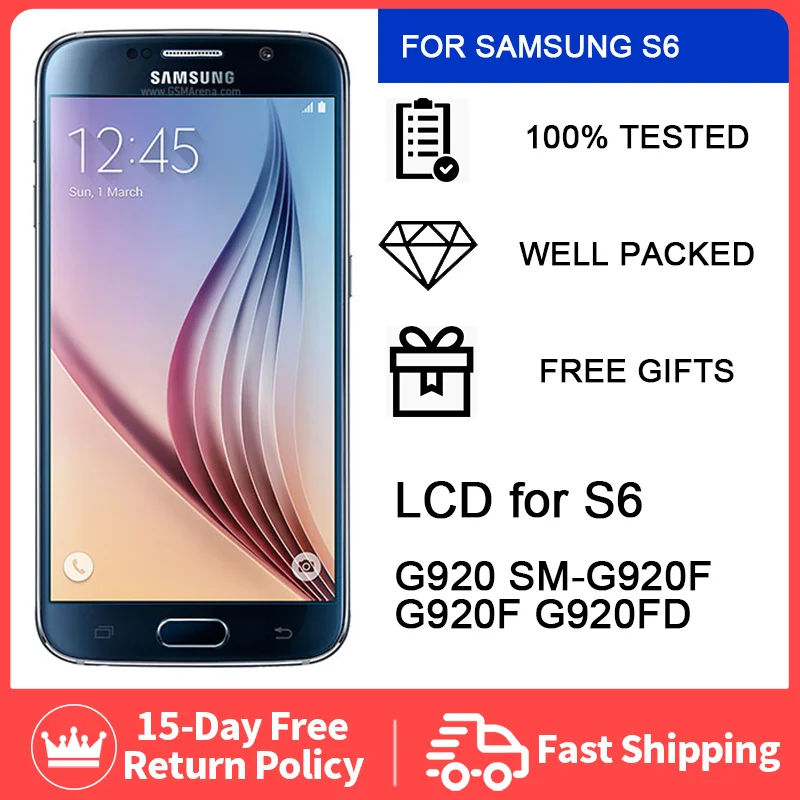 ORIGINAL 5.1'' Super AMOLED Replacement LCD S6 for SAMSUNG GALAXY S6 G920 SM-G920F G920F G920FD Touch Screen Digitizer Assembly
ORIGINAL 5.1'' Super AMOLED Replacement LCD S6 for SAMSUNG GALAXY S6 G920 SM-G920F G920F G920FD Touch Screen Digitizer Assembly