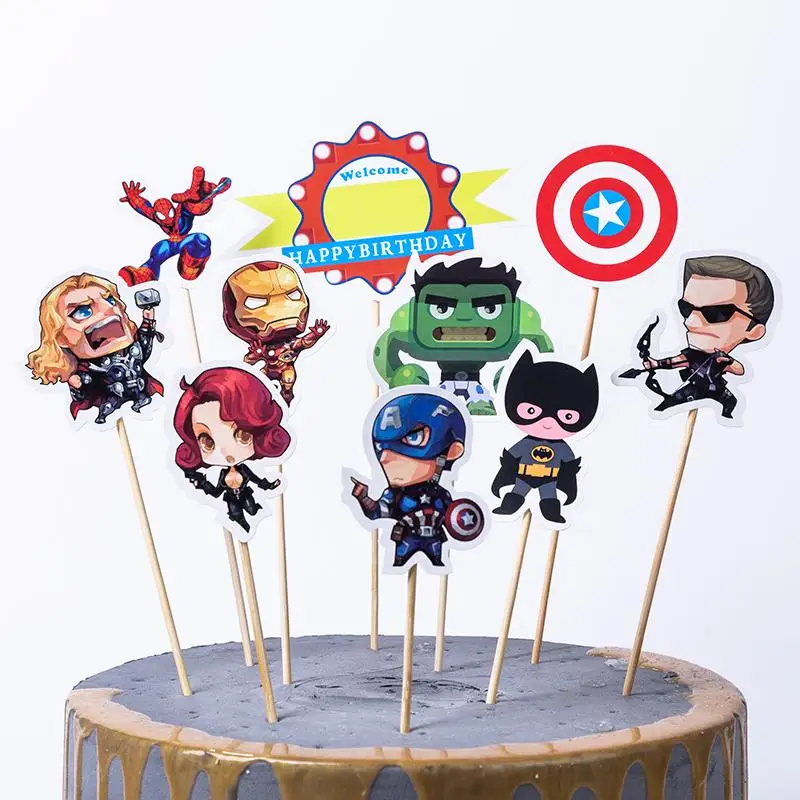 1set Happy Birthday Cartoon Baby Shower Events Party Revengers Design Decoration Cupcake Cake Toppers With Wooden Sticks Supply
1set Happy Birthday Cartoon Baby Shower Events Party Revengers Design Decoration Cupcake Cake Toppers With Wooden Sticks Supply
