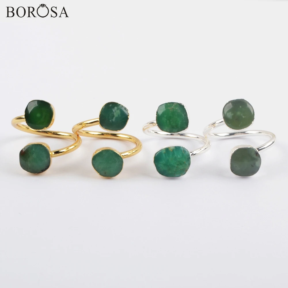 BOROSA Natural Stone Rings, 5Pcs Gild Australian Jades Ring Natural Gems Chrysoprases Adjustable Rings Jewelry for Lady G1920
BOROSA Natural Stone Rings, 5Pcs Gild Australian Jades Ring Natural Gems Chrysoprases Adjustable Rings Jewelry for Lady G1920