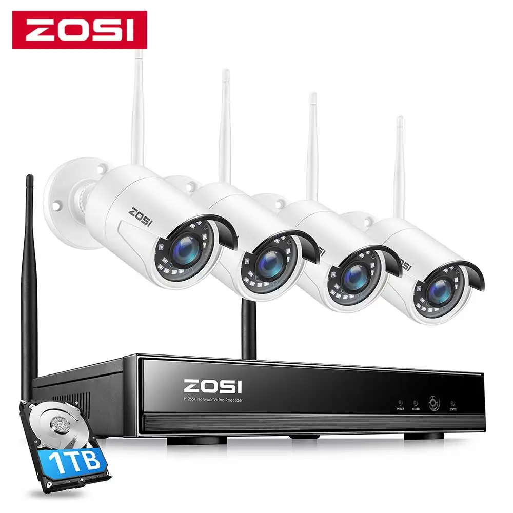 

ZOSI 8CH Wireless CCTV System H.265 1080P NVR 2MP IR-CUT Outdoor Video Recorder Camera IP Security System Video Surveillance Kit
