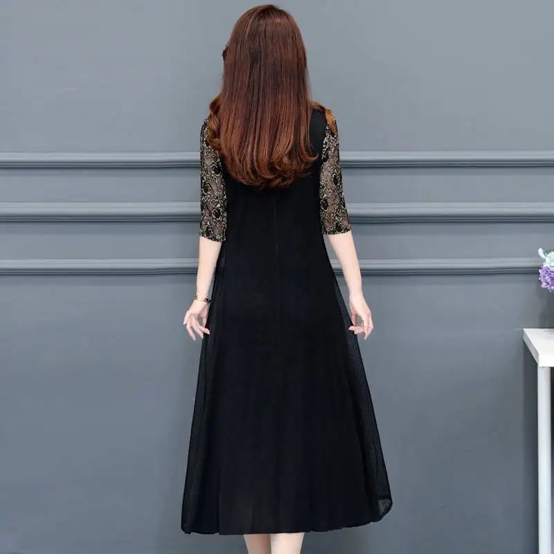 Loose version Women's Dress For summer A-Line Dress O-Neck Lace sleeves Luxury style fashion Casual Women's Dresses SS3269 
Loose version Women's Dress For summer A-Line Dress O-Neck Lace sleeves Luxury style fashion Casual Women's Dresses SS3269