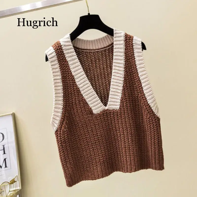 Sweaters Vest Women Autumn Sleeveless Patchwork Knitted Students Korean-Style Loose Leisure Simple Chic 
Sweaters Vest Women Autumn Sleeveless Patchwork Knitted Students Korean-Style Loose Leisure Simple Chic