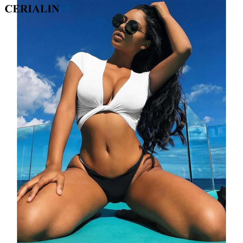 Сексуальный комплект бикини с глубоким V-образным вырезом и короткими рукавами, женский купальник, высокое качество, пляжная одежда, купаль... 
Сексуальный комплект бикини с глубоким V-образным вырезом и короткими рукавами, женский купальник, высокое качество, пляжная одежда, купаль...