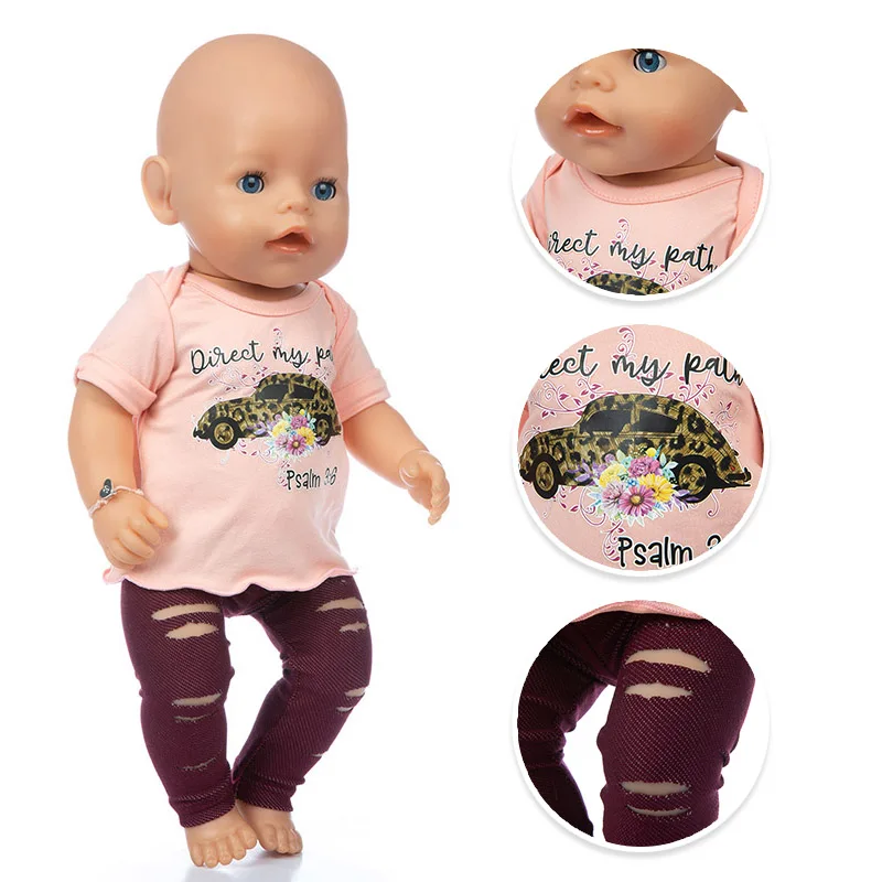 Baby New Born Fit 18 inch 43cm Doll Clothes Accessories Pink Baseball Top And Torn Pants Suit For Baby Birthday Gift
Baby New Born Fit 18 inch 43cm Doll Clothes Accessories Pink Baseball Top And Torn Pants Suit For Baby Birthday Gift