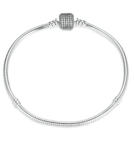 925 Sterling Silver pandora Bracelet Signature Clasp Crystal Snake Chain Bangle Fit Women Bead Charm Diy pandora Jewelry
925 Sterling Silver pandora Bracelet Signature Clasp Crystal Snake Chain Bangle Fit Women Bead Charm Diy pandora Jewelry