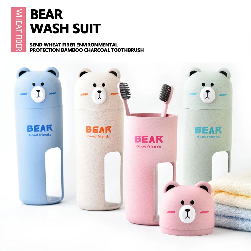 Case Cartoon Cute Bear Outdoor Household Washing Cup Set With Toothbrush Travel Holder Portable Storage Wheat Fiber Accessories
Case Cartoon Cute Bear Outdoor Household Washing Cup Set With Toothbrush Travel Holder Portable Storage Wheat Fiber Accessories