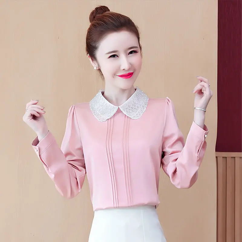 Doll collar chiffon shirt long-sleeved top women spring and autumn new solid color bottoming shirt temperament fashion casual
Doll collar chiffon shirt long-sleeved top women spring and autumn new solid color bottoming shirt temperament fashion casual