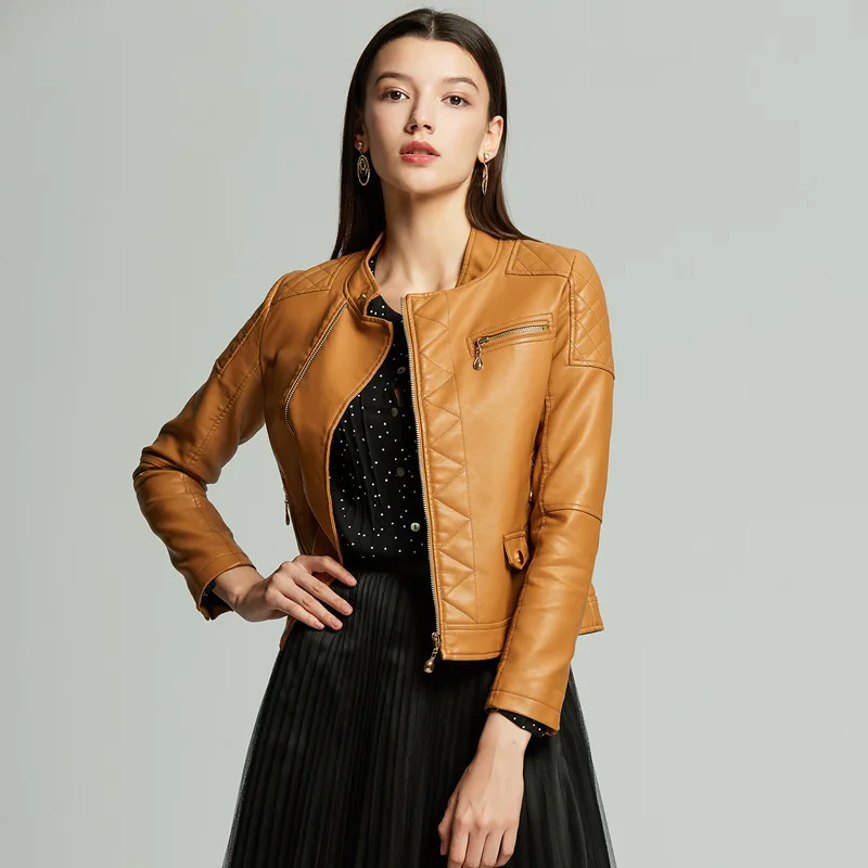 European And American Spring And Autumn Women's Leather Women's Short Slim Coat Women's Motorcycle Wear
European And American Spring And Autumn Women's Leather Women's Short Slim Coat Women's Motorcycle Wear