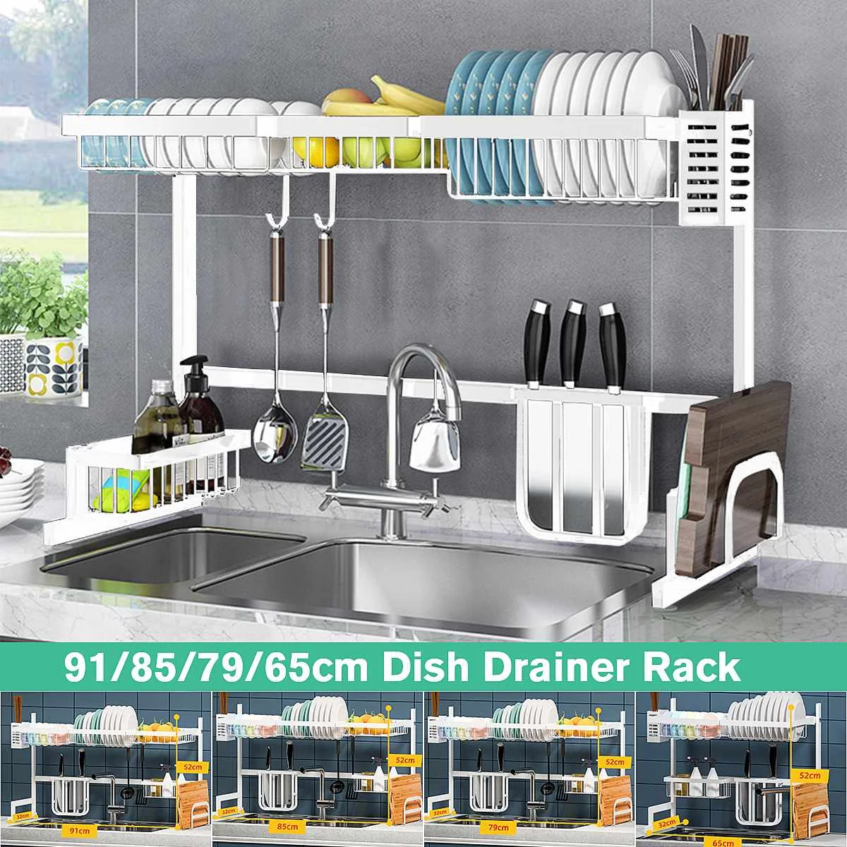 65/79/85/91cm Stainless Steel Kitchen Shelf Organizer Over The Sink Dish Drying Rack Holder Draining Shelf Storage Organizer
65/79/85/91cm Stainless Steel Kitchen Shelf Organizer Over The Sink Dish Drying Rack Holder Draining Shelf Storage Organizer