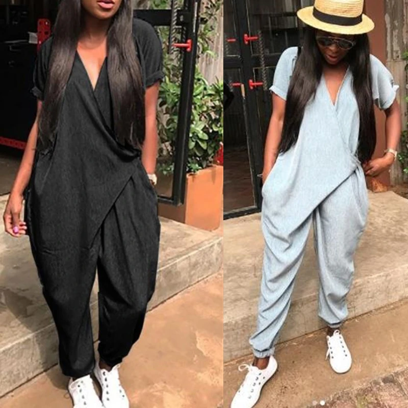 Summer Rompers Woman Jumpsuits Fashion Solid V Neck Loose Sexy Women Playsuits Casual Women Jumpsuit Overalls
Summer Rompers Woman Jumpsuits Fashion Solid V Neck Loose Sexy Women Playsuits Casual Women Jumpsuit Overalls