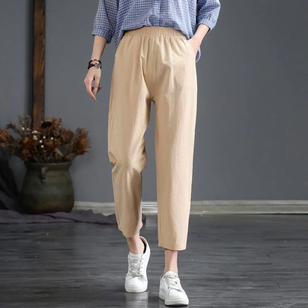 Female Trousers Solid Color All-match Exquisite Women Cropped Pants for Daily Wear
Female Trousers Solid Color All-match Exquisite Women Cropped Pants for Daily Wear