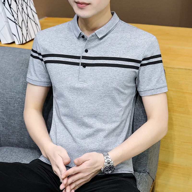Polo Shirt Men's short sleeve T-shirt 95 cotton spring and summer new business gentleman Lapel stripe casual men's wear
Polo Shirt Men's short sleeve T-shirt 95 cotton spring and summer new business gentleman Lapel stripe casual men's wear